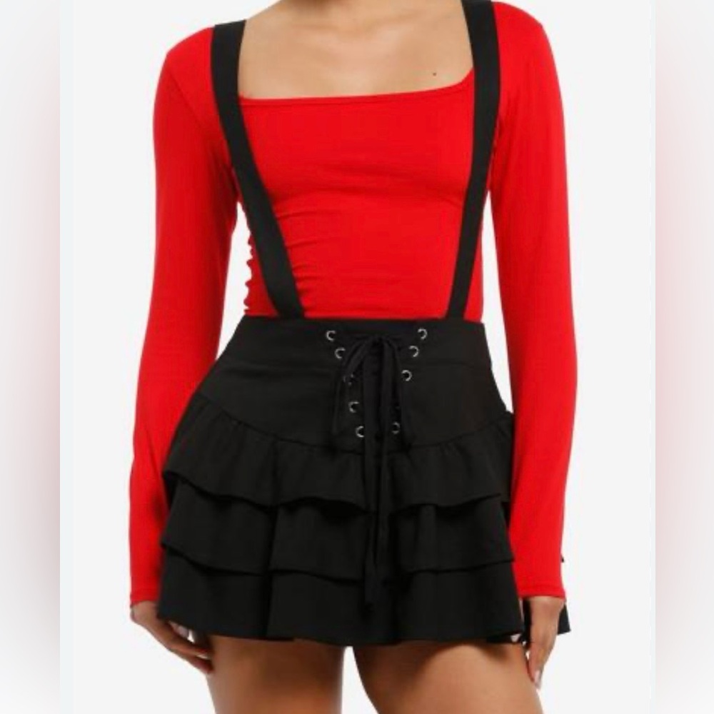 Thorn & Fable Black Suspender goth western tiered corset waist Skirt size 2X